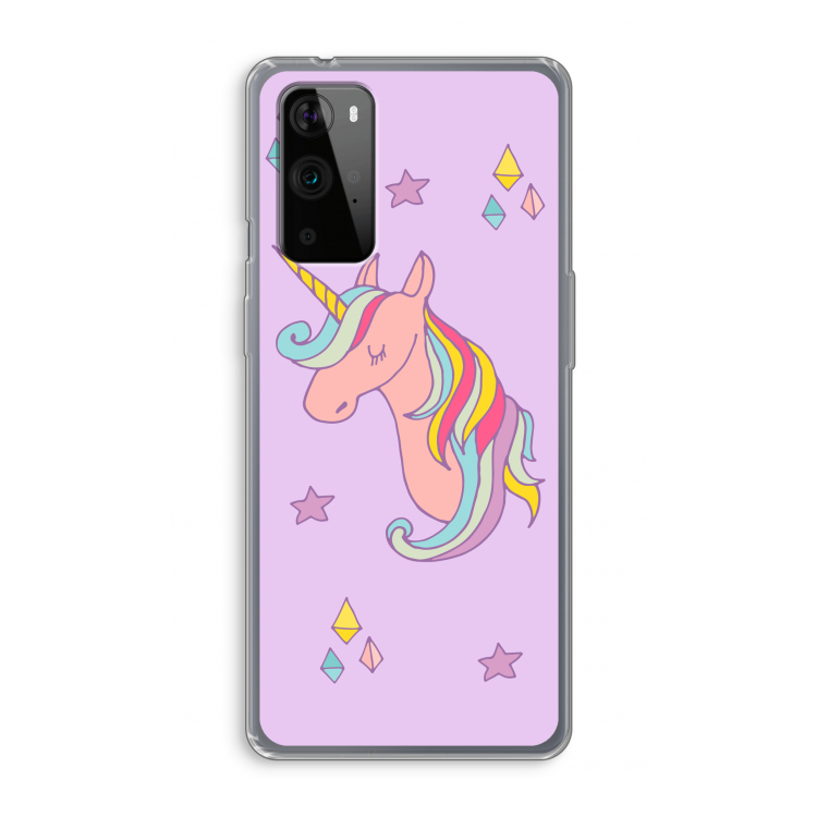 Roze eenhoorn: OnePlus 9 Pro Transparant Hoesje