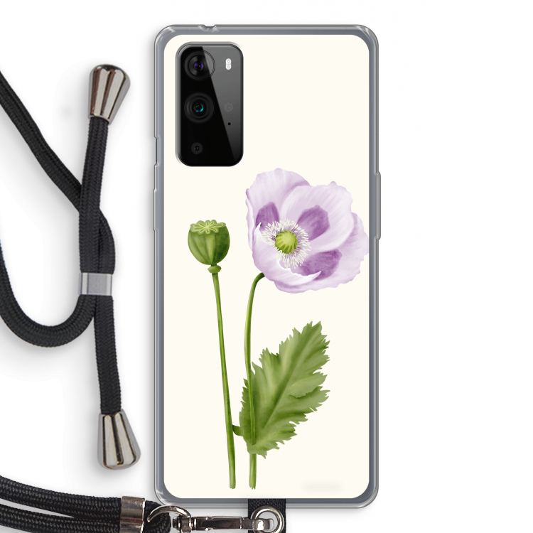 Purple poppy: OnePlus 9 Pro Transparant Hoesje met koord