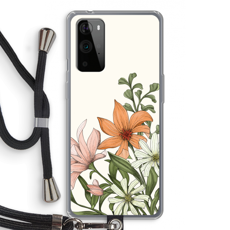 Floral bouquet: OnePlus 9 Pro Transparant Hoesje met koord