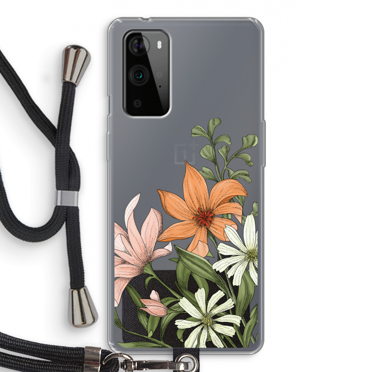 Floral bouquet: OnePlus 9 Pro Transparant Hoesje met koord