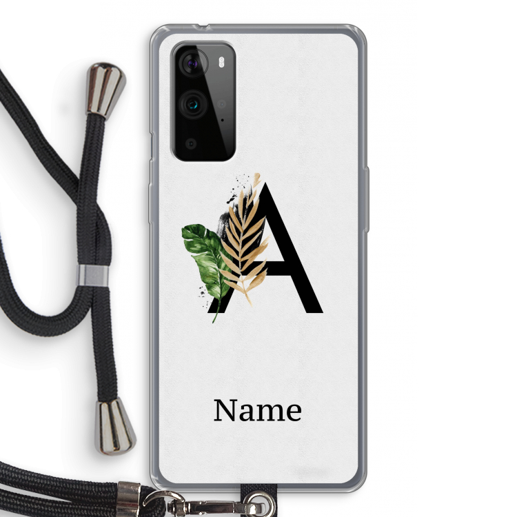Charcoal Flora: OnePlus 9 Pro Transparant Hoesje met koord