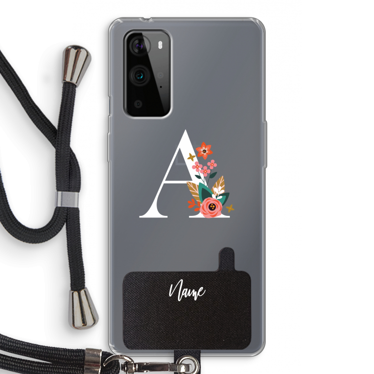 Pink Bouquet: OnePlus 9 Pro Transparant Hoesje met koord