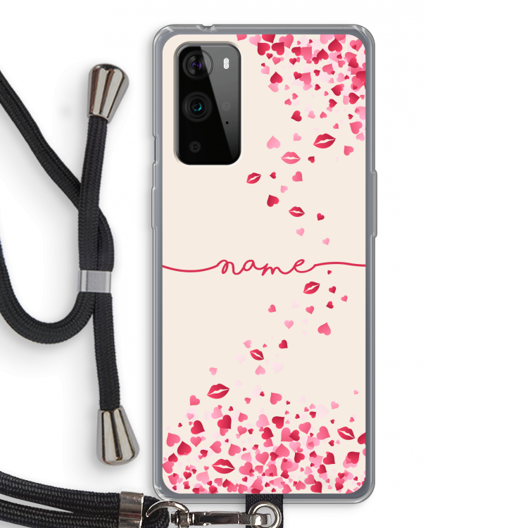 Hartjes en kusjes: OnePlus 9 Pro Transparant Hoesje met koord