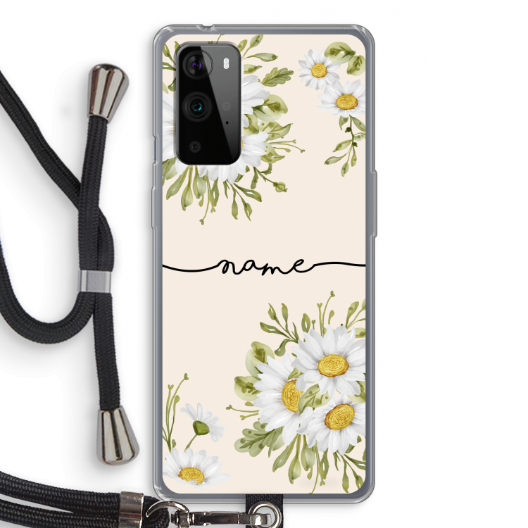 Daisies: OnePlus 9 Pro Transparant Hoesje met koord