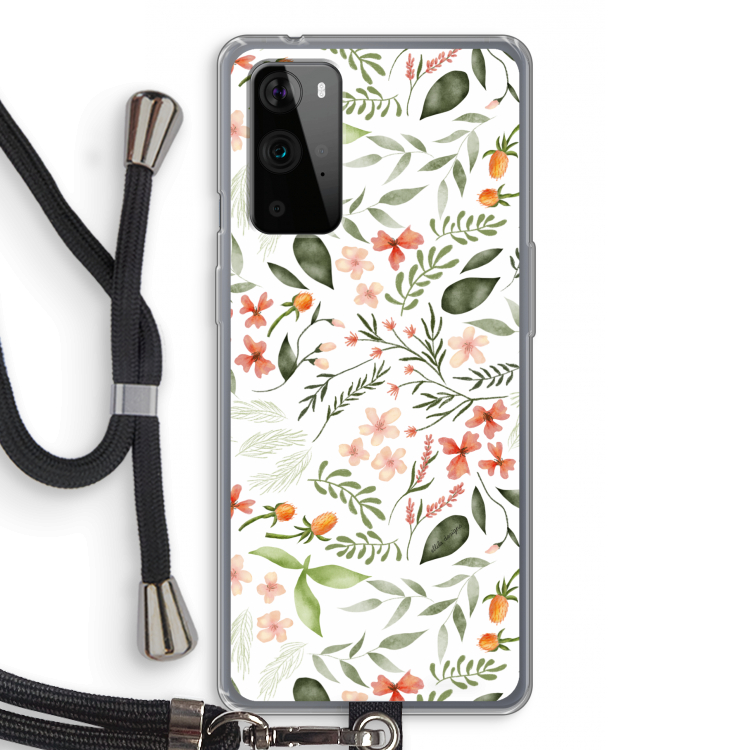 Sweet little flowers: OnePlus 9 Pro Transparant Hoesje met koord