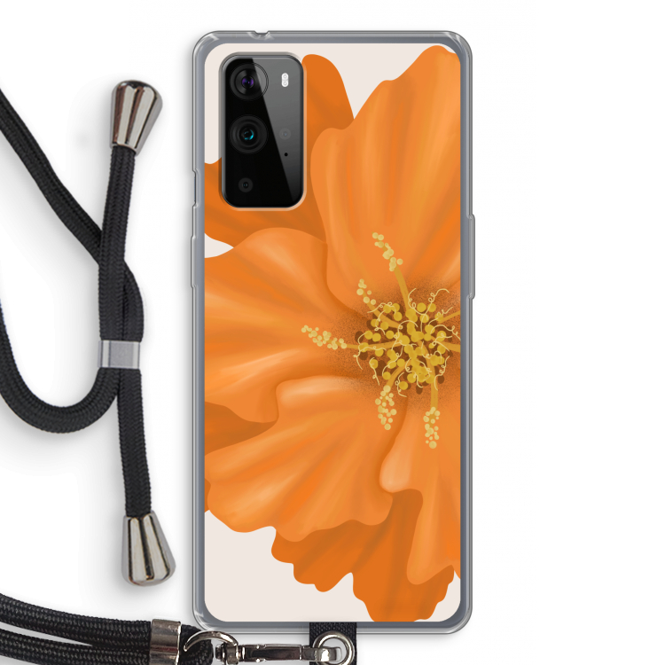 Orange Ellila flower: OnePlus 9 Pro Transparant Hoesje met koord