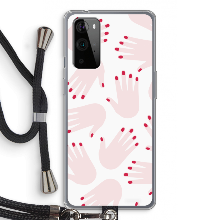 Hands pink: OnePlus 9 Pro Transparant Hoesje met koord