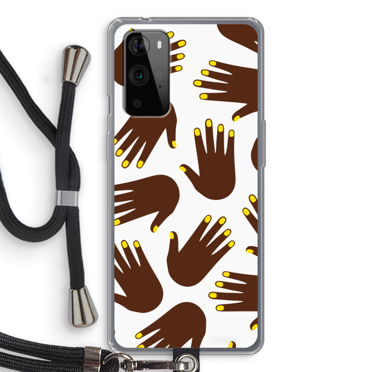Hands dark: OnePlus 9 Pro Transparant Hoesje met koord