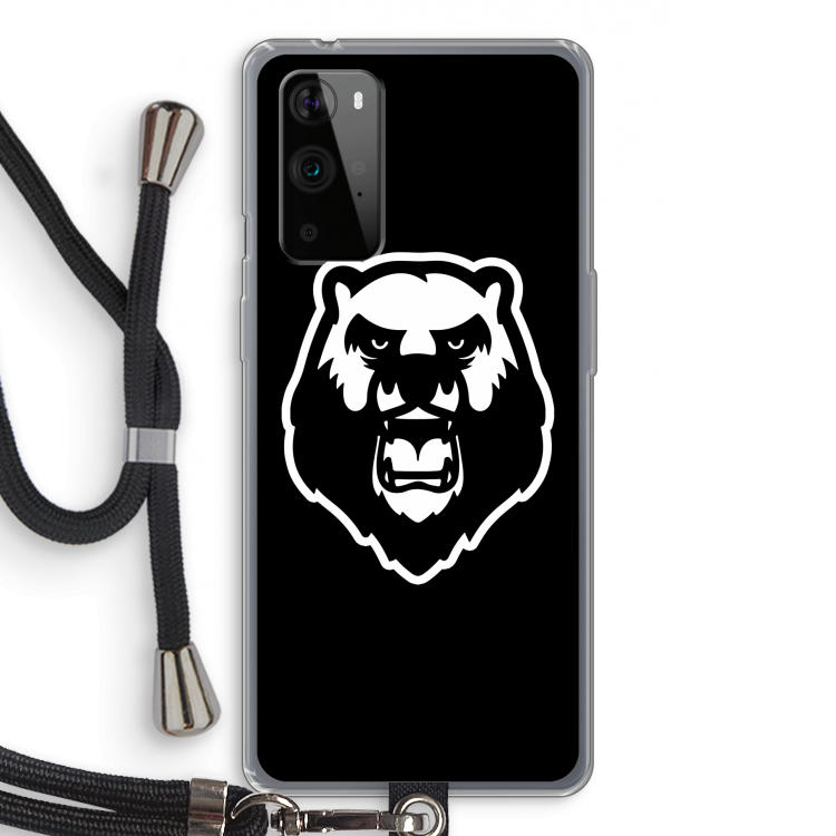Angry Bear (black): OnePlus 9 Pro Transparant Hoesje met koord