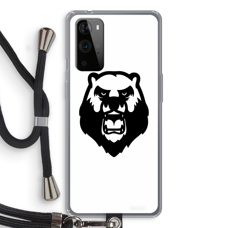 Angry Bear (white): OnePlus 9 Pro Transparant Hoesje met koord