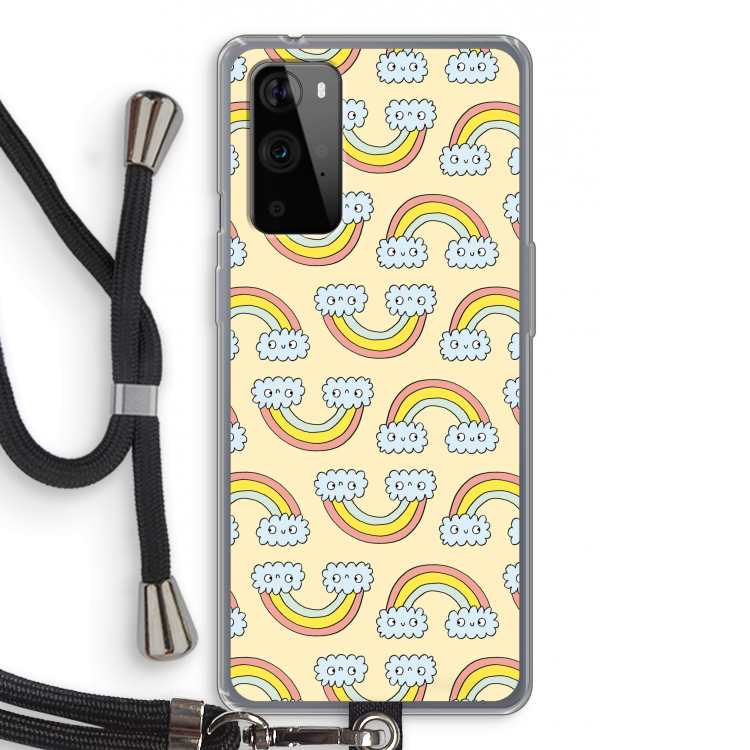 Regenboog: OnePlus 9 Pro Transparant Hoesje met koord