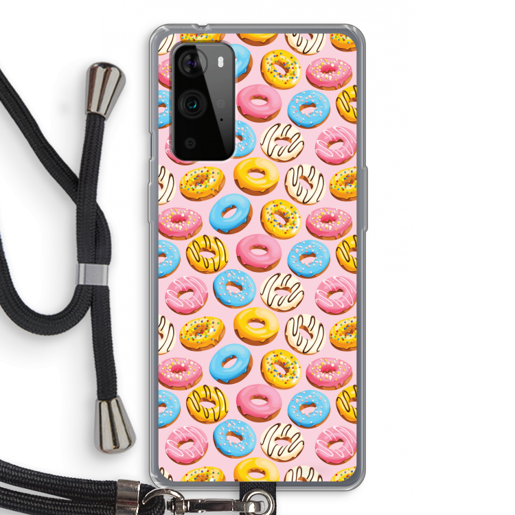 Pink donuts: OnePlus 9 Pro Transparant Hoesje met koord