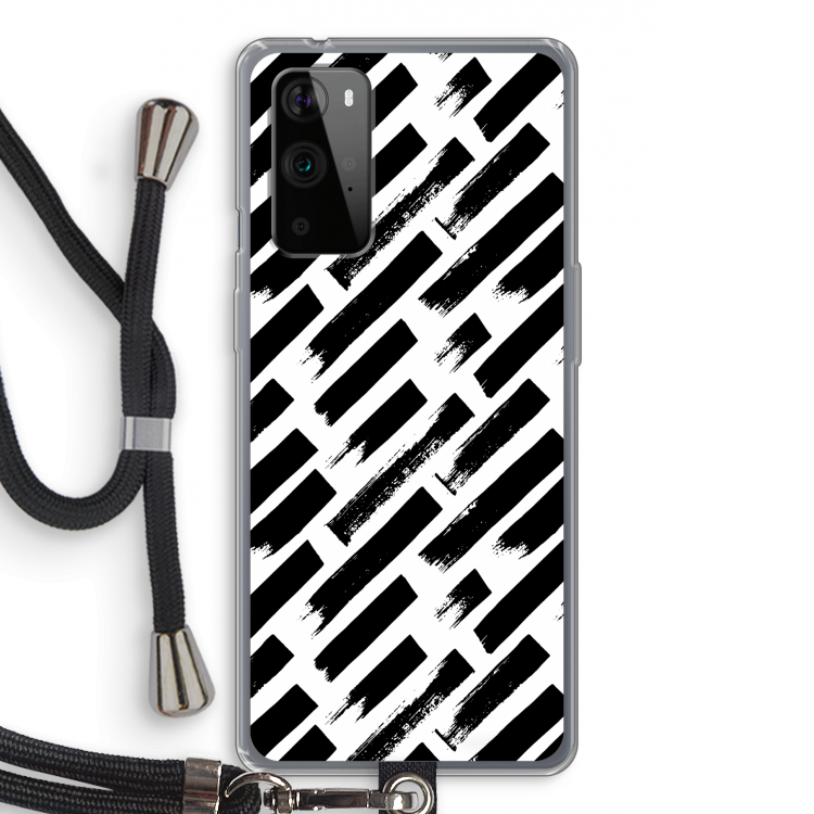 Zwarte vegen: OnePlus 9 Pro Transparant Hoesje met koord