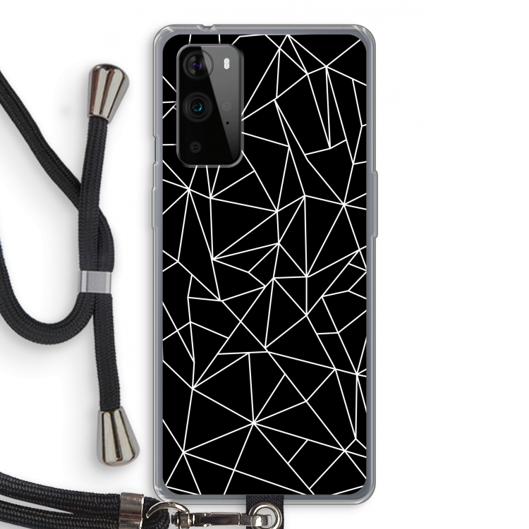 Geometrische lijnen wit: OnePlus 9 Pro Transparant Hoesje met koord