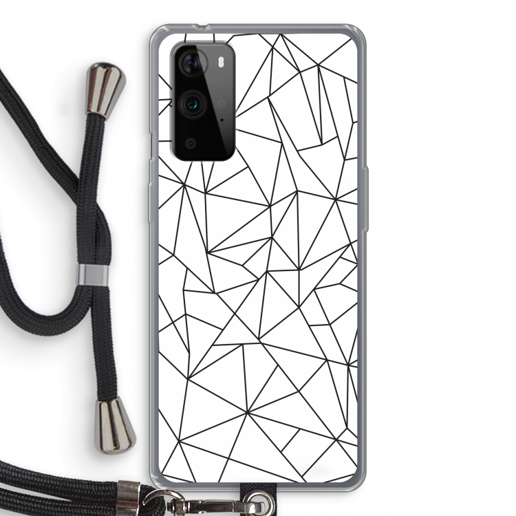 Geometrische lijnen zwart: OnePlus 9 Pro Transparant Hoesje met koord