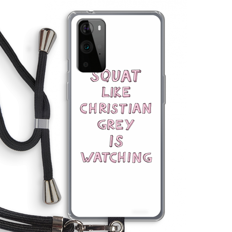 Christian Grey: OnePlus 9 Pro Transparant Hoesje met koord