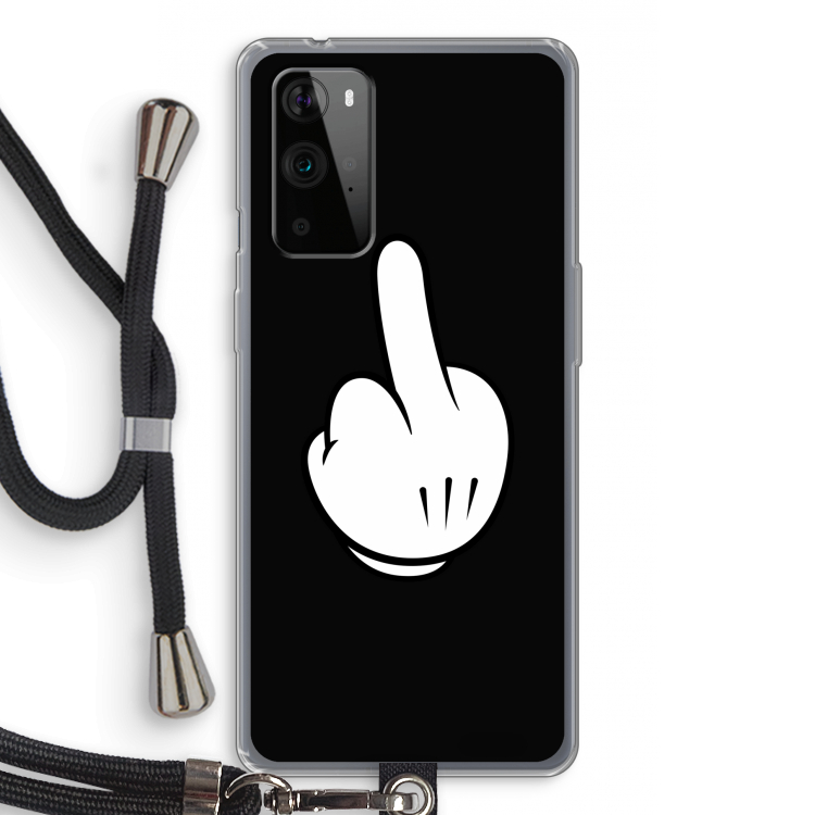 Middle finger black: OnePlus 9 Pro Transparant Hoesje met koord