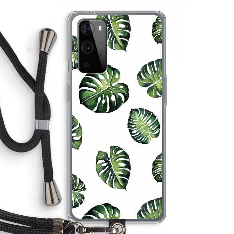 Tropische bladeren: OnePlus 9 Pro Transparant Hoesje met koord