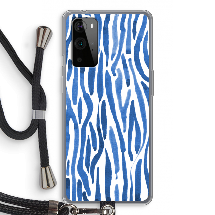 Blauwe nerven: OnePlus 9 Pro Transparant Hoesje met koord