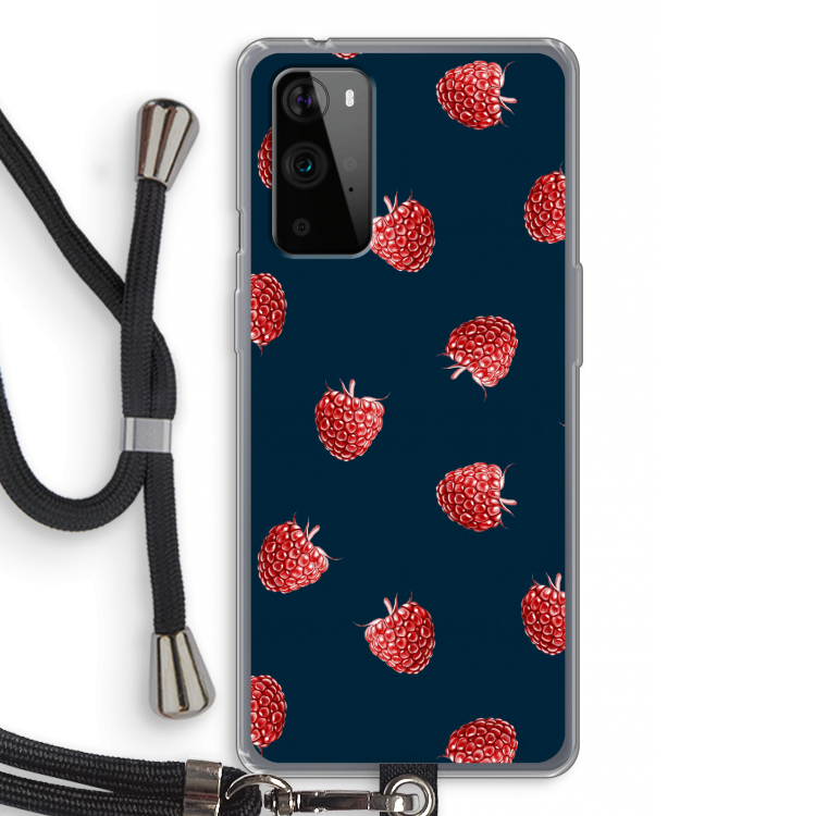 Framboosjes: OnePlus 9 Pro Transparant Hoesje met koord