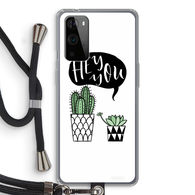 Hey you cactus: OnePlus 9 Pro Transparant Hoesje met koord