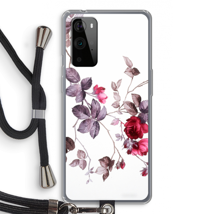 Mooie bloemen: OnePlus 9 Pro Transparant Hoesje met koord