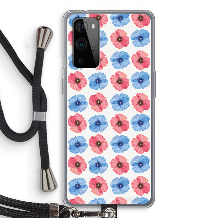 Klaproosjes: OnePlus 9 Pro Transparant Hoesje met koord