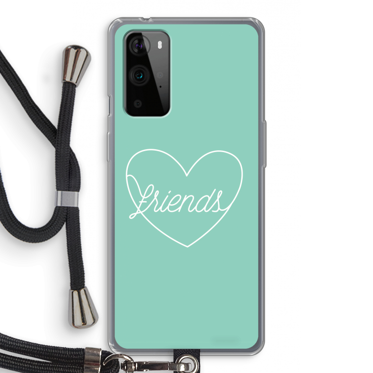 Friends heart pastel: OnePlus 9 Pro Transparant Hoesje met koord