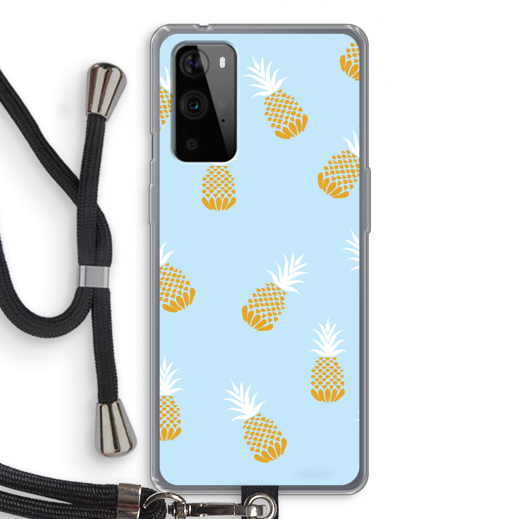 Ananasjes: OnePlus 9 Pro Transparant Hoesje met koord