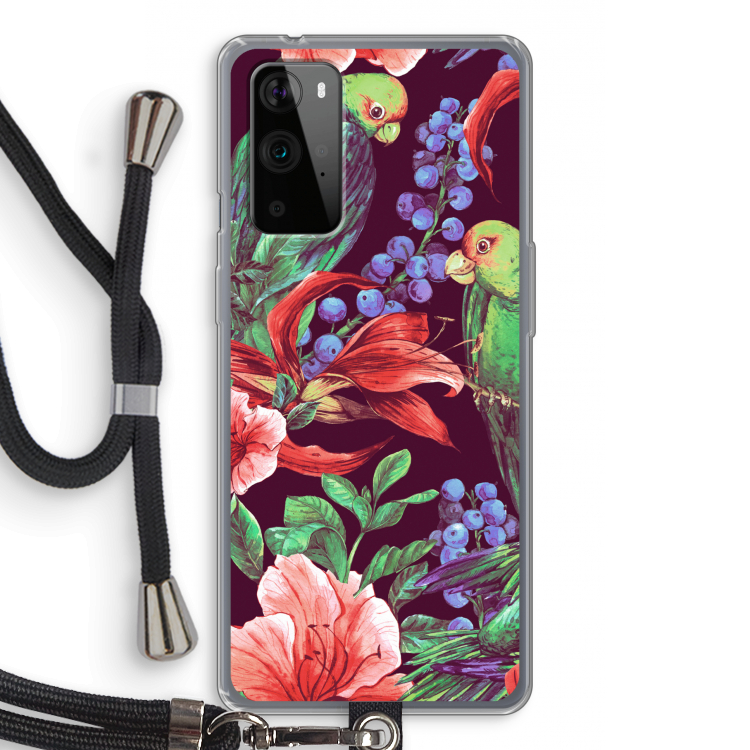 Papegaaien: OnePlus 9 Pro Transparant Hoesje met koord