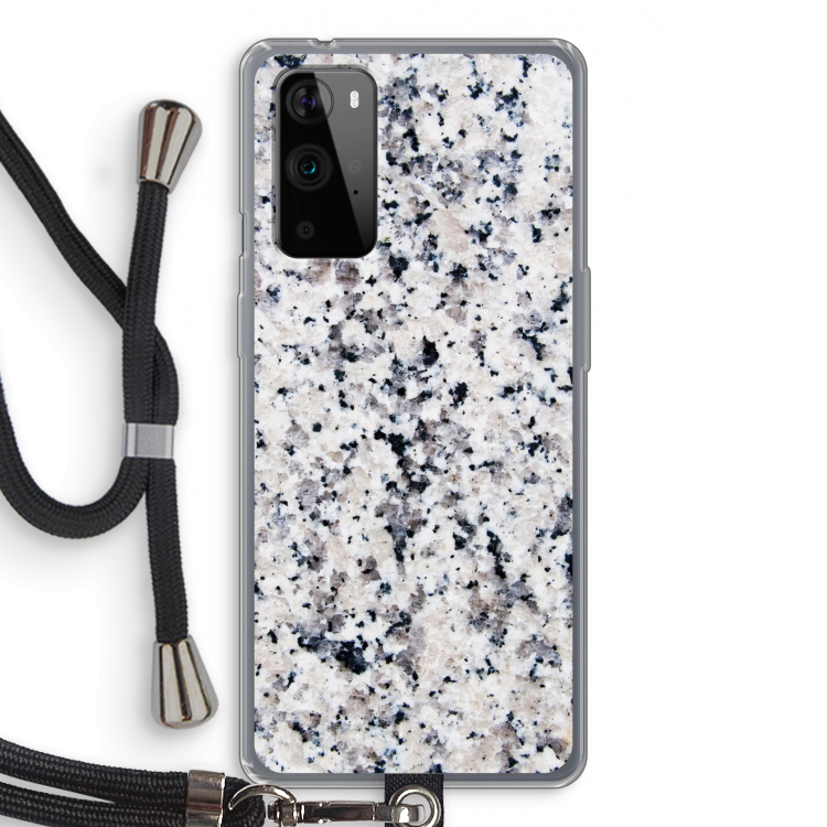 Gespikkelde marmer: OnePlus 9 Pro Transparant Hoesje met koord