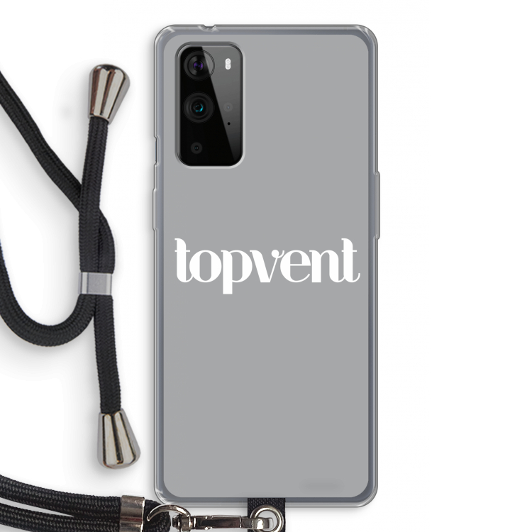 Topvent Grijs Wit: OnePlus 9 Pro Transparant Hoesje met koord