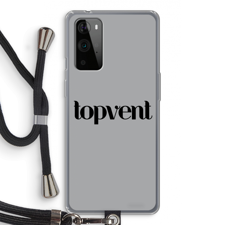Topvent Grijs Zwart: OnePlus 9 Pro Transparant Hoesje met koord
