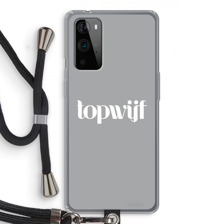 Topwijf Grijs Wit: OnePlus 9 Pro Transparant Hoesje met koord