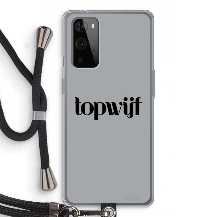 Topwijf Grijs Zwart: OnePlus 9 Pro Transparant Hoesje met koord