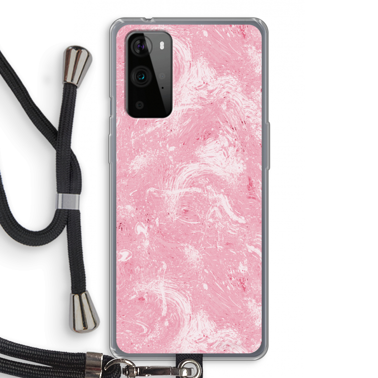 Abstract Painting Pink: OnePlus 9 Pro Transparant Hoesje met koord