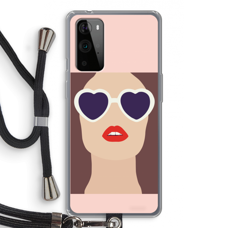 Red lips: OnePlus 9 Pro Transparant Hoesje met koord