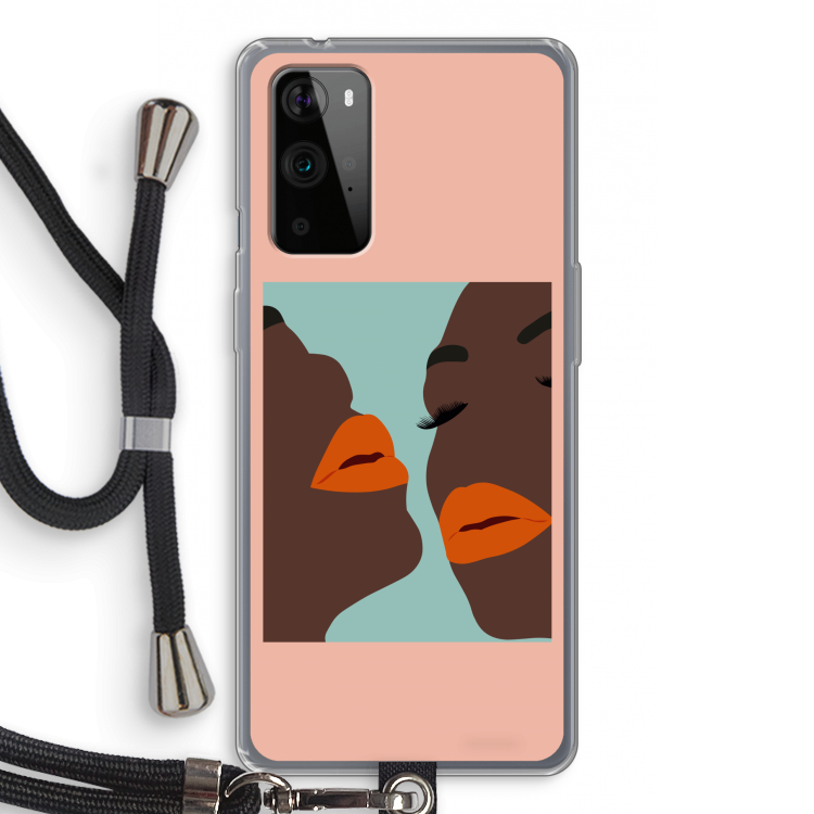 Orange lips: OnePlus 9 Pro Transparant Hoesje met koord