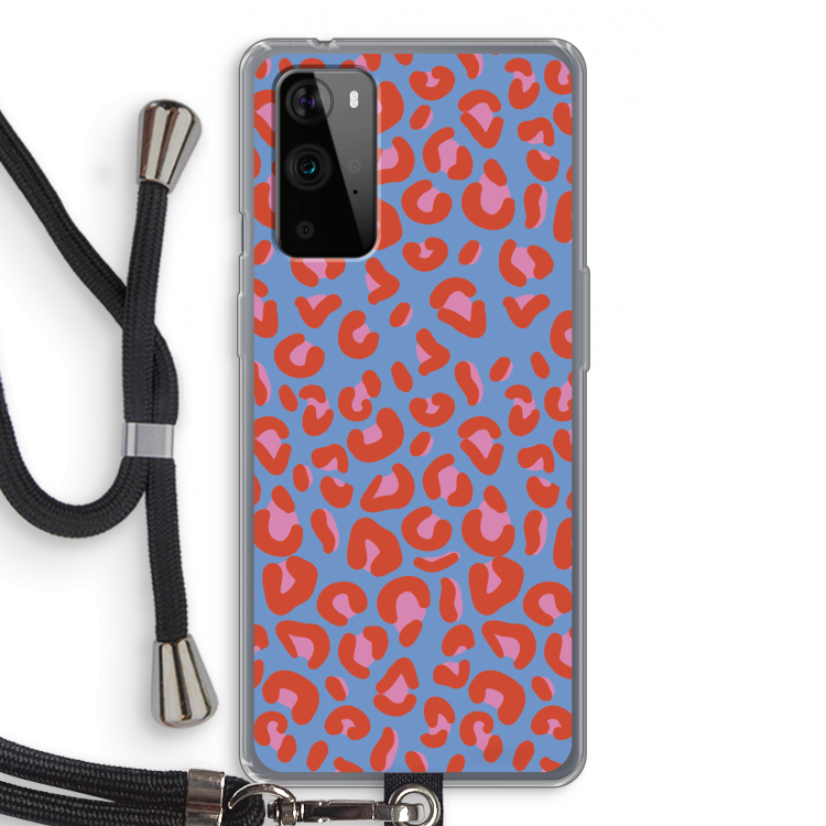 Leopard blue: OnePlus 9 Pro Transparant Hoesje met koord