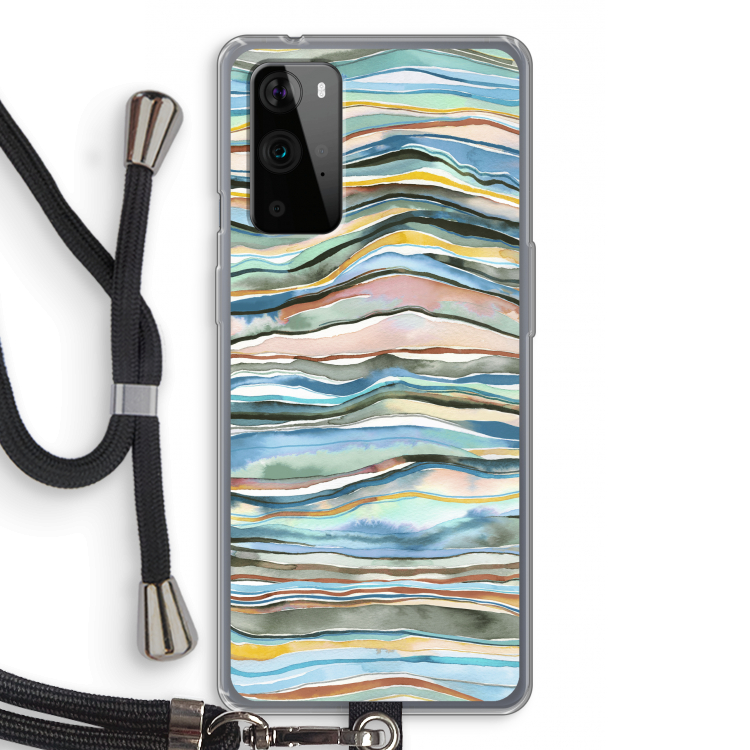 Watercolor Agate: OnePlus 9 Pro Transparant Hoesje met koord
