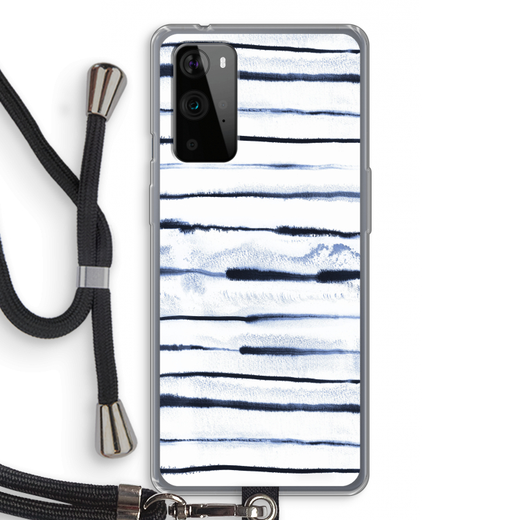 Ink Stripes: OnePlus 9 Pro Transparant Hoesje met koord