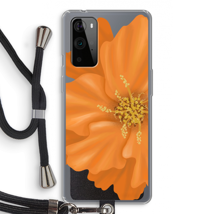 Orange Ellila flower: OnePlus 9 Pro Transparant Hoesje met koord