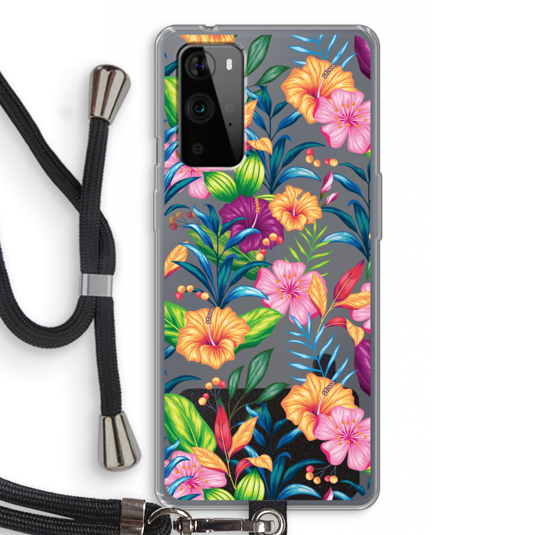 Tropisch 2: OnePlus 9 Pro Transparant Hoesje met koord