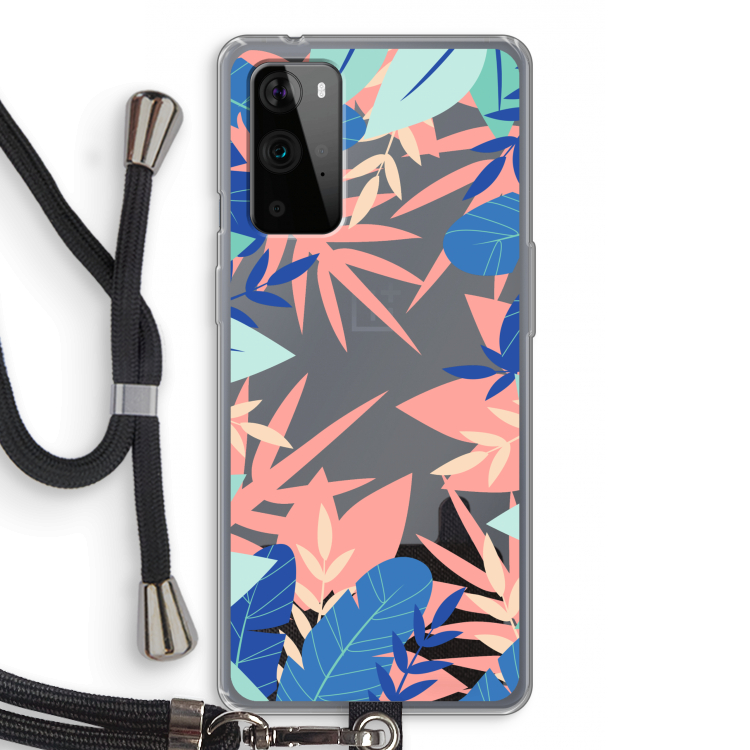 Tropisch: OnePlus 9 Pro Transparant Hoesje met koord