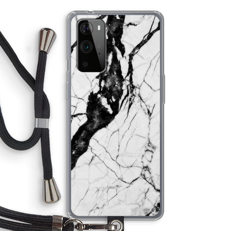 Witte marmer 2: OnePlus 9 Pro Transparant Hoesje met koord