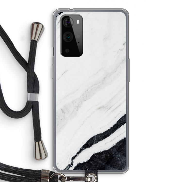 Elegante marmer: OnePlus 9 Pro Transparant Hoesje met koord