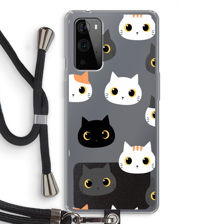 Katten: OnePlus 9 Pro Transparant Hoesje met koord
