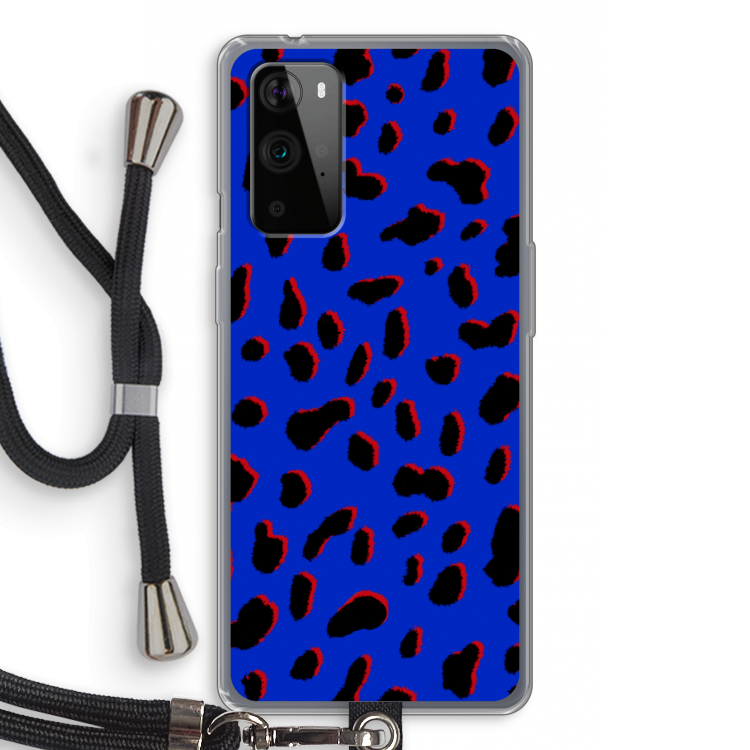 Blue Leopard: OnePlus 9 Pro Transparant Hoesje met koord