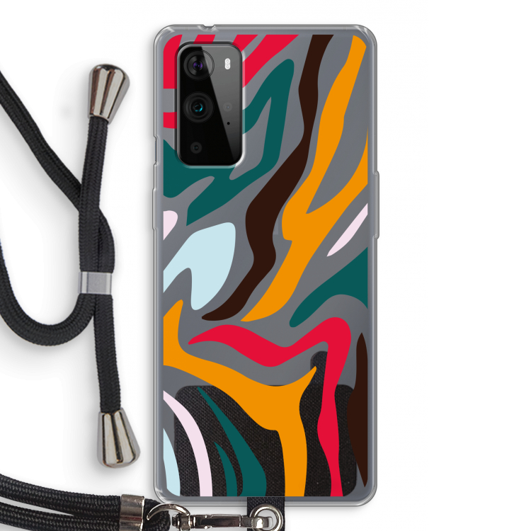 Colored Zebra: OnePlus 9 Pro Transparant Hoesje met koord