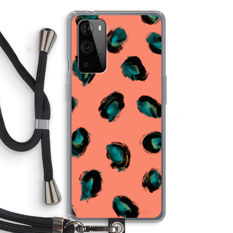 Pink Cheetah: OnePlus 9 Pro Transparant Hoesje met koord